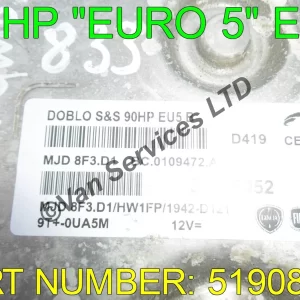 FIAT DOBLO COMBO 90 BHP EURO 5 ECU - FITS 2010 - 17 - 51908952