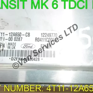 FORD TRANSIT MK6 ECU 4T11-12A650-CB - FITS 2000-06